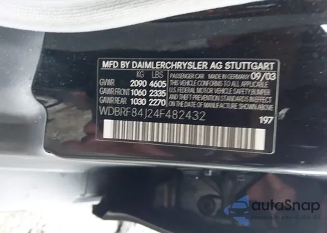 2004 Mercedes-Benz C 320 4Matic из США, поврежденный, VIN WDBRF84J24F482432